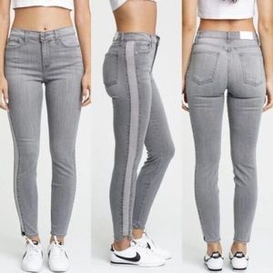 Grey Side Detail Pistola Skinny Jeans